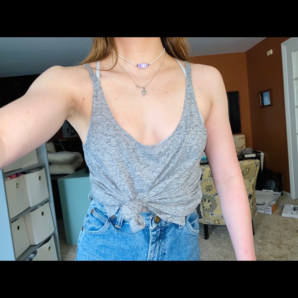 Victoria’s Secret low neck tank top in gray (: